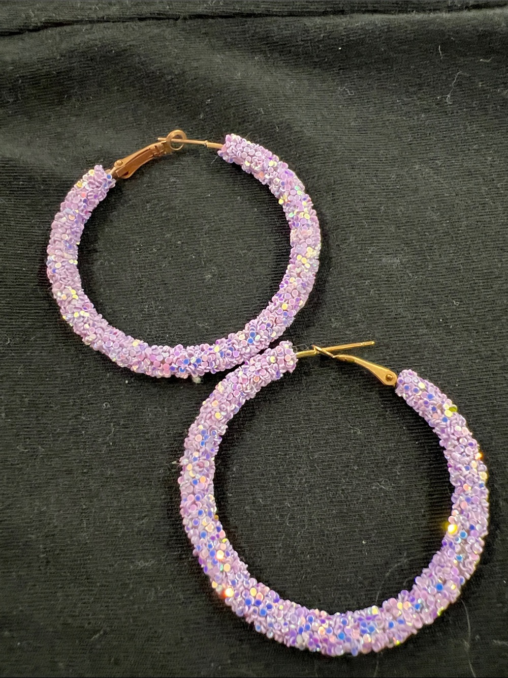 Sparkling Lilac Hoop Earrings - Purple Crystal-Encrusted Hoops